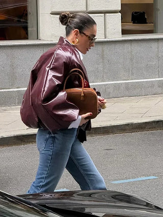 Cecilia | Burgundy Bomber Jacket