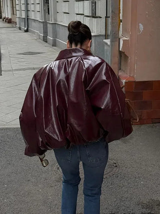 Cecilia | Burgundy Bomber Jacket