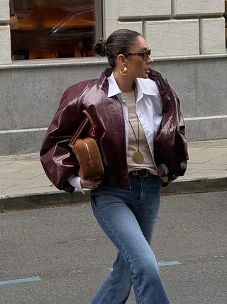 Cecilia | Burgundy Bomber Jacket